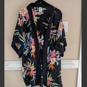 Kona Sol Tropical Kimono Swim Cover-up Size L/XL